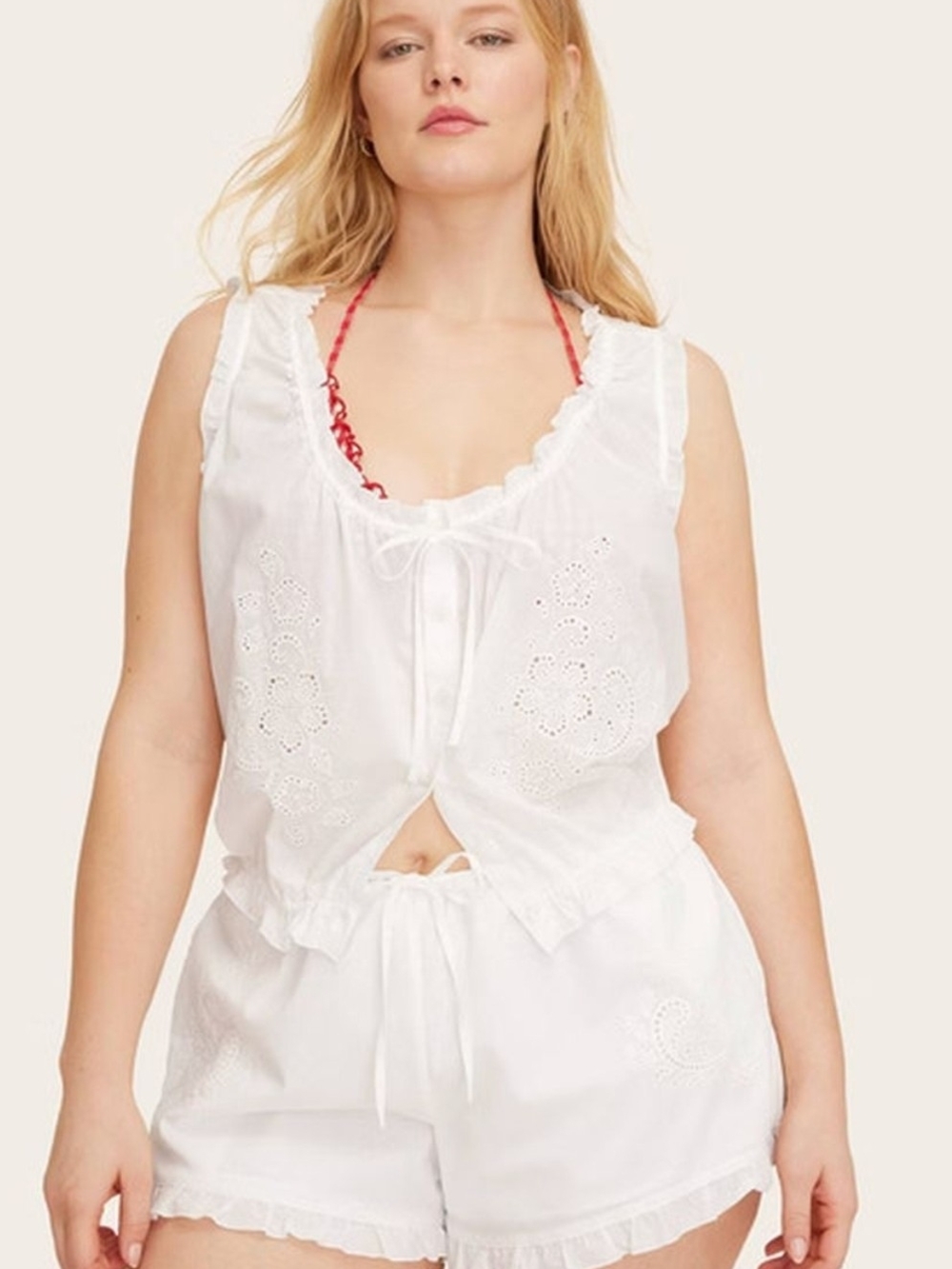 Parke eyelet mid-rise woven drawstring shorts